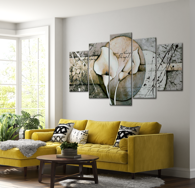 Floral Canvas Wall Art - Calla Lily Secret Grey - 5 Pieces