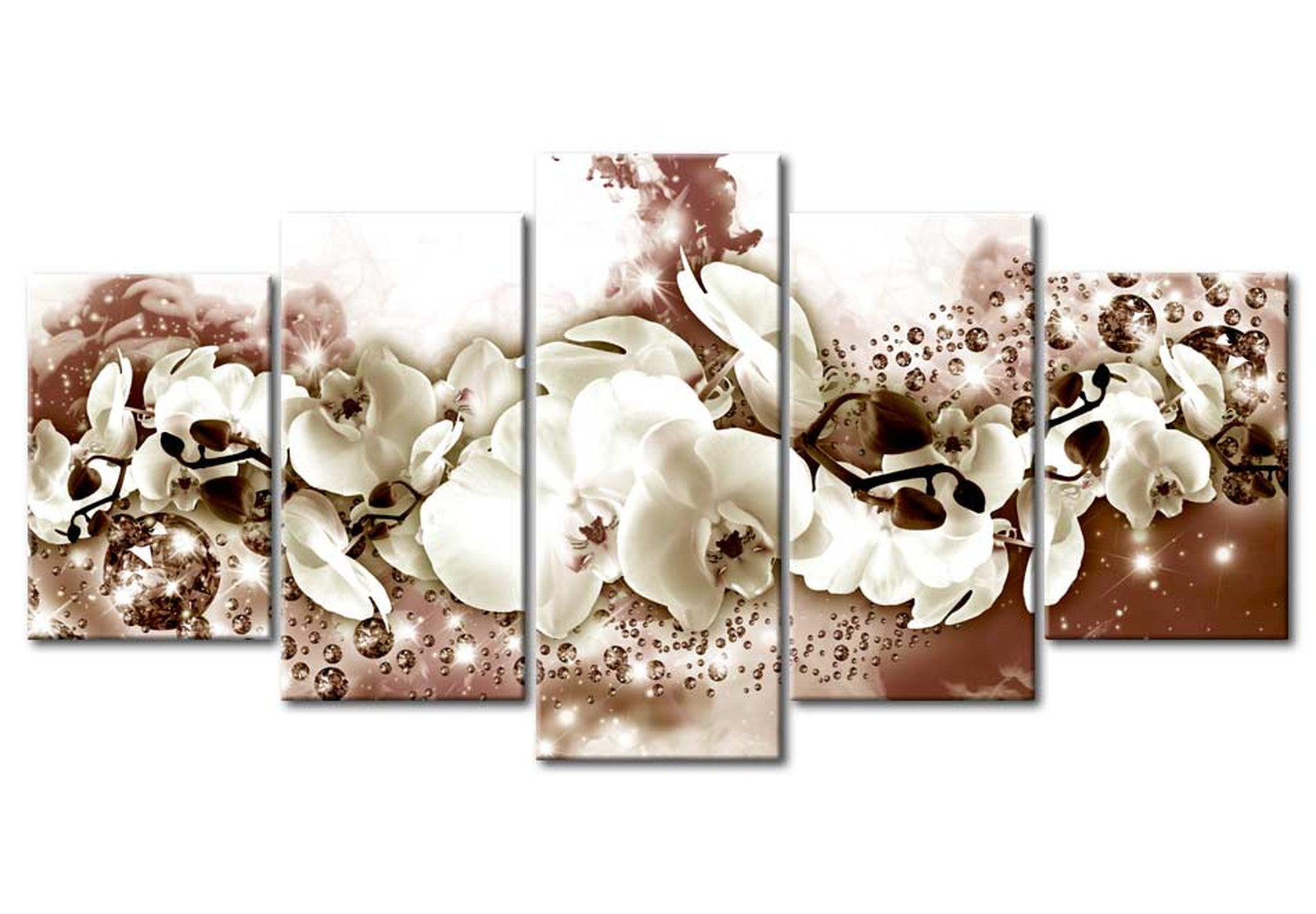 Floral Canvas Wall Art - Chocolate Orchid - 5 Pieces