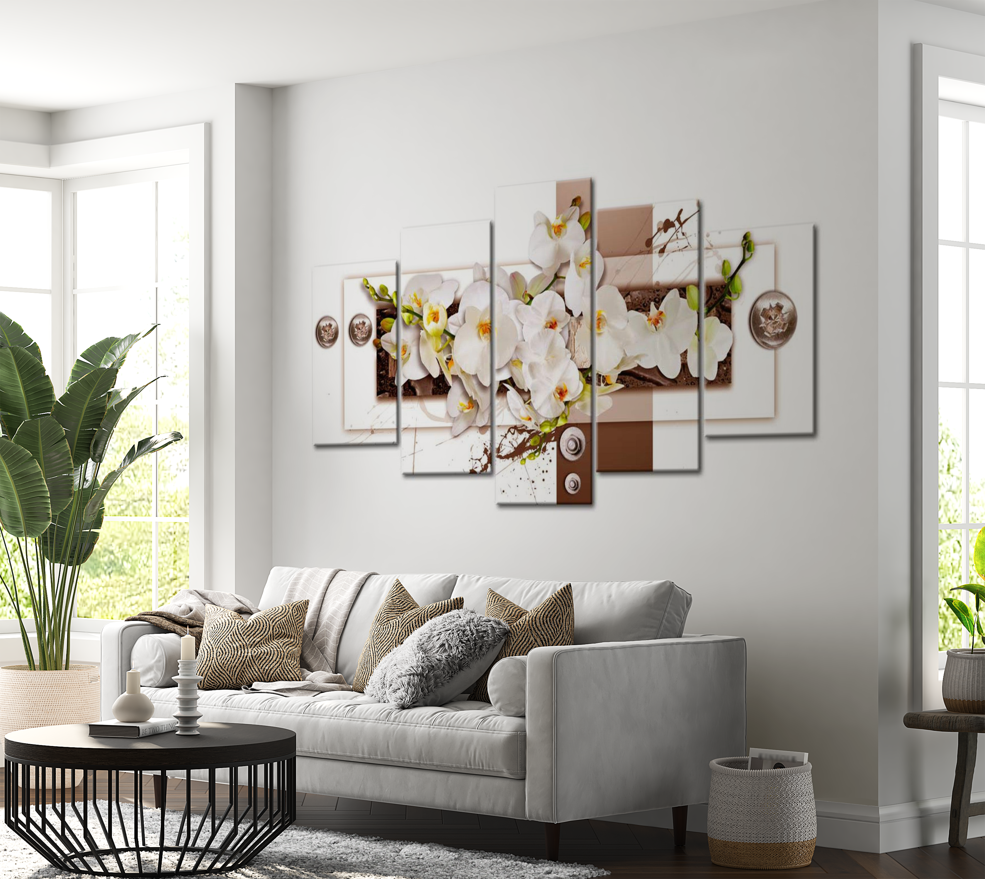 Floral Canvas Wall Art - Contemporary Orchids - 5 Pieces