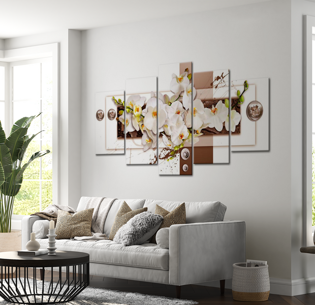 Floral Canvas Wall Art - Contemporary Orchids - 5 Pieces
