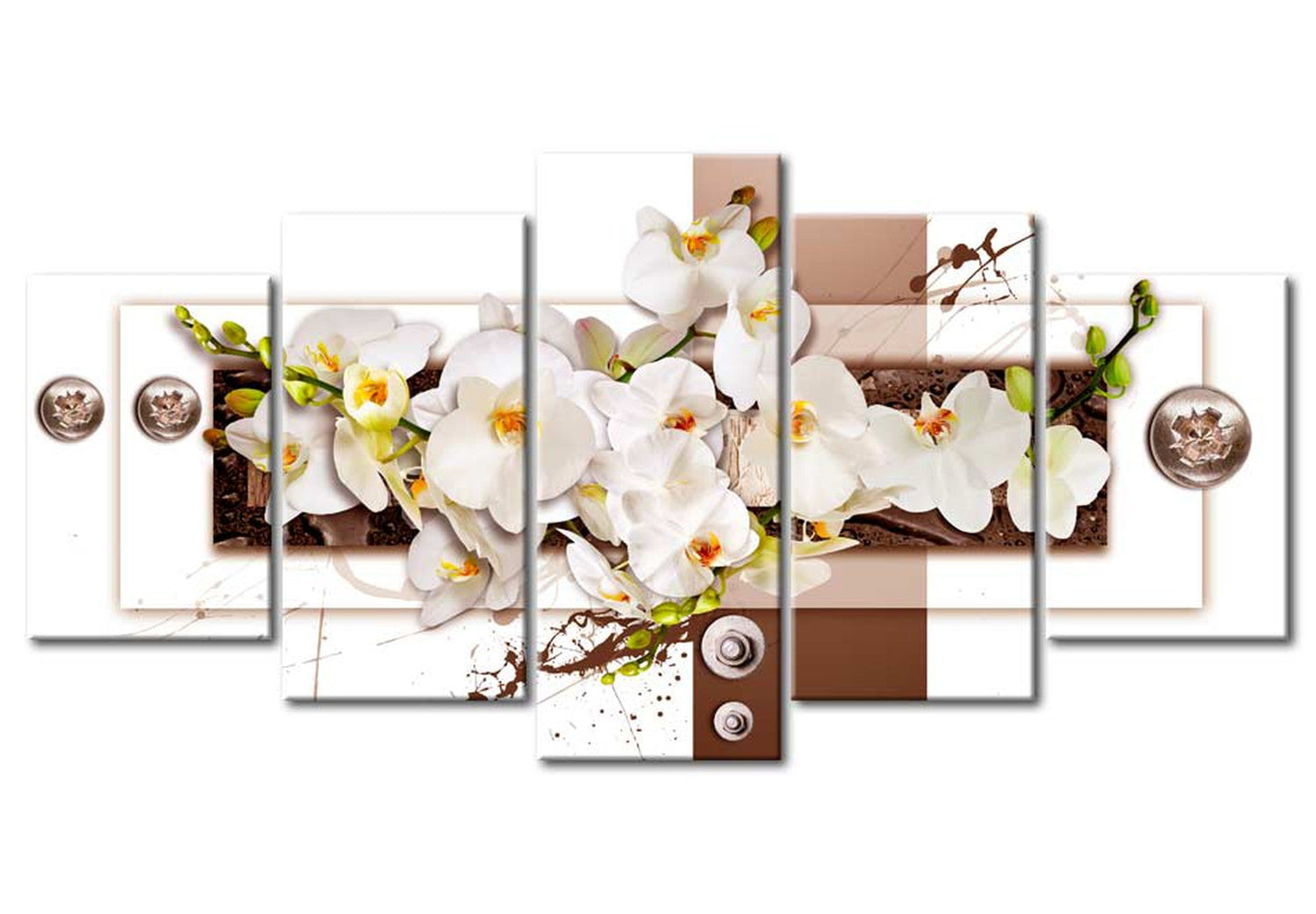 Floral Canvas Wall Art - Contemporary Orchids - 5 Pieces