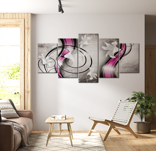 Floral Canvas Wall Art - Dance Of Lily - 5 Pieces