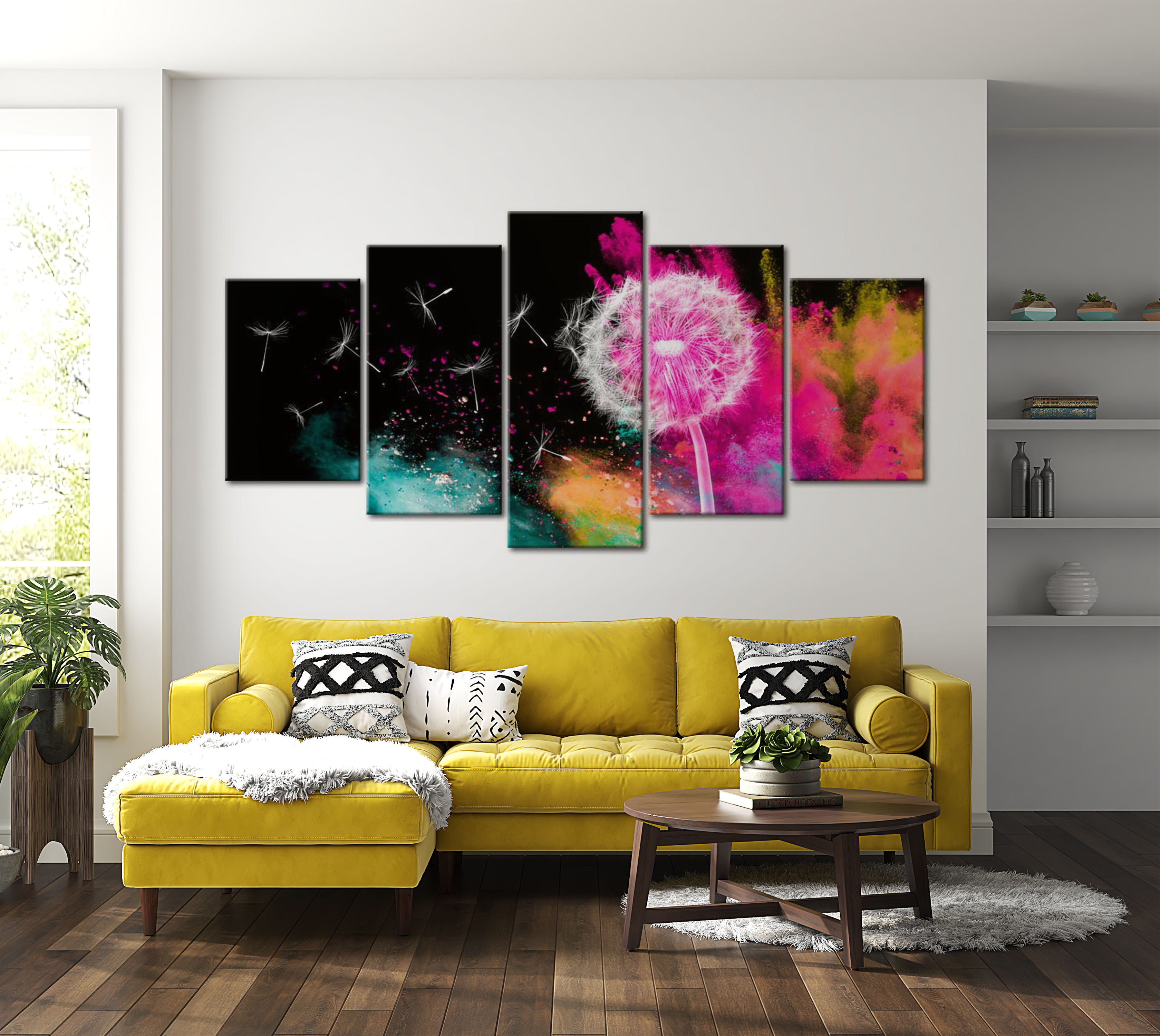 Floral Canvas Wall Art - Dandelion Energy - 5 Pieces