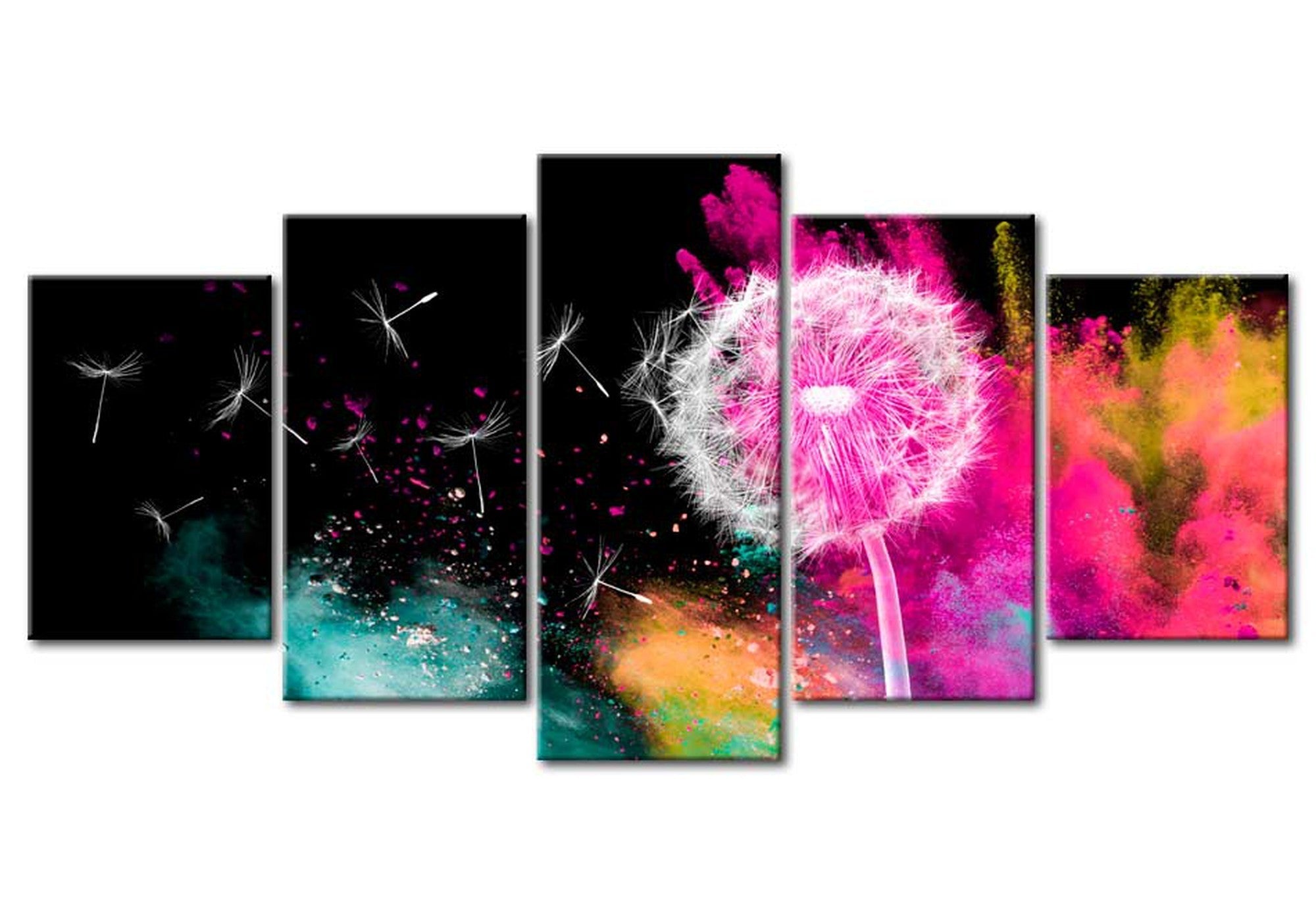 Floral Canvas Wall Art - Dandelion Energy - 5 Pieces