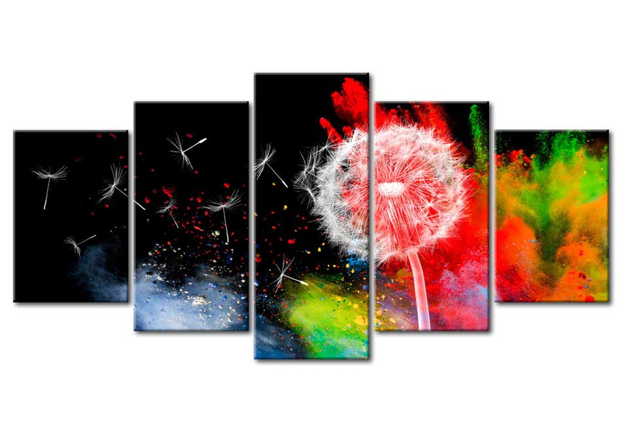 Floral Canvas Wall Art - Dandelion Festival - 5 Pieces