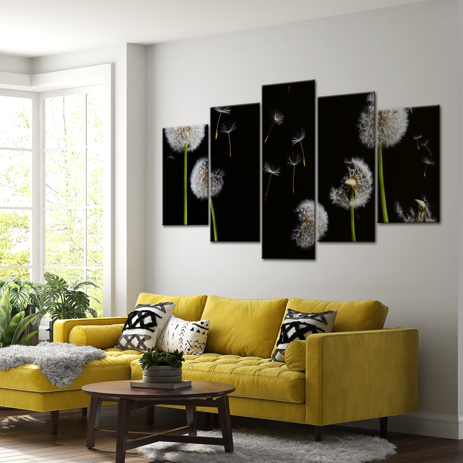Stretched Canvas Floral Art - Dandelion- Towards Freedom 40"Wx20"H