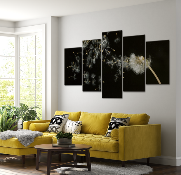 Floral Canvas Wall Art - Dandelion In wind - 5 Pieces
