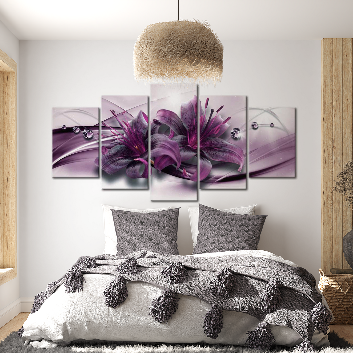 Stretched Canvas Floral Art - Violet Lily 40"Wx20"H