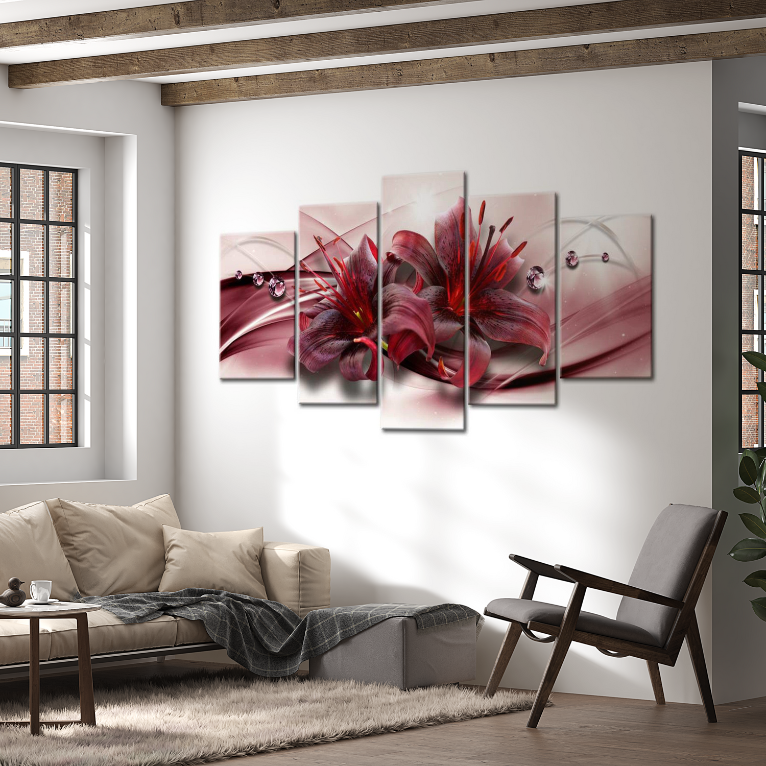 Stretched Canvas Floral Art - Pink Lily 40"Wx20"H