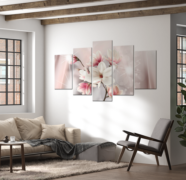 Floral Canvas Wall Art - Dazzling Magnolias - 5 Pieces