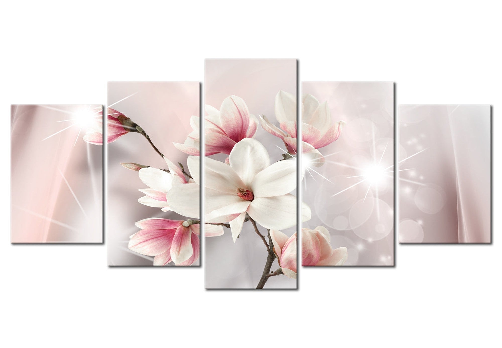 Floral Canvas Wall Art - Dazzling Magnolias - 5 Pieces