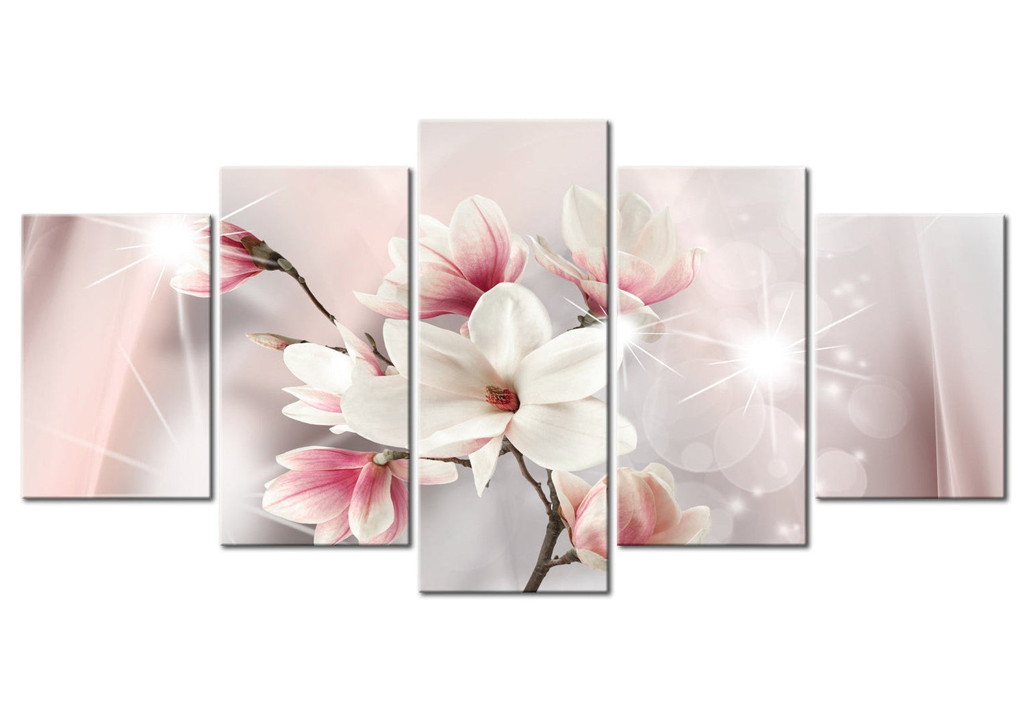 Floral Canvas Wall Art - Dazzling Magnolias - 5 Pieces