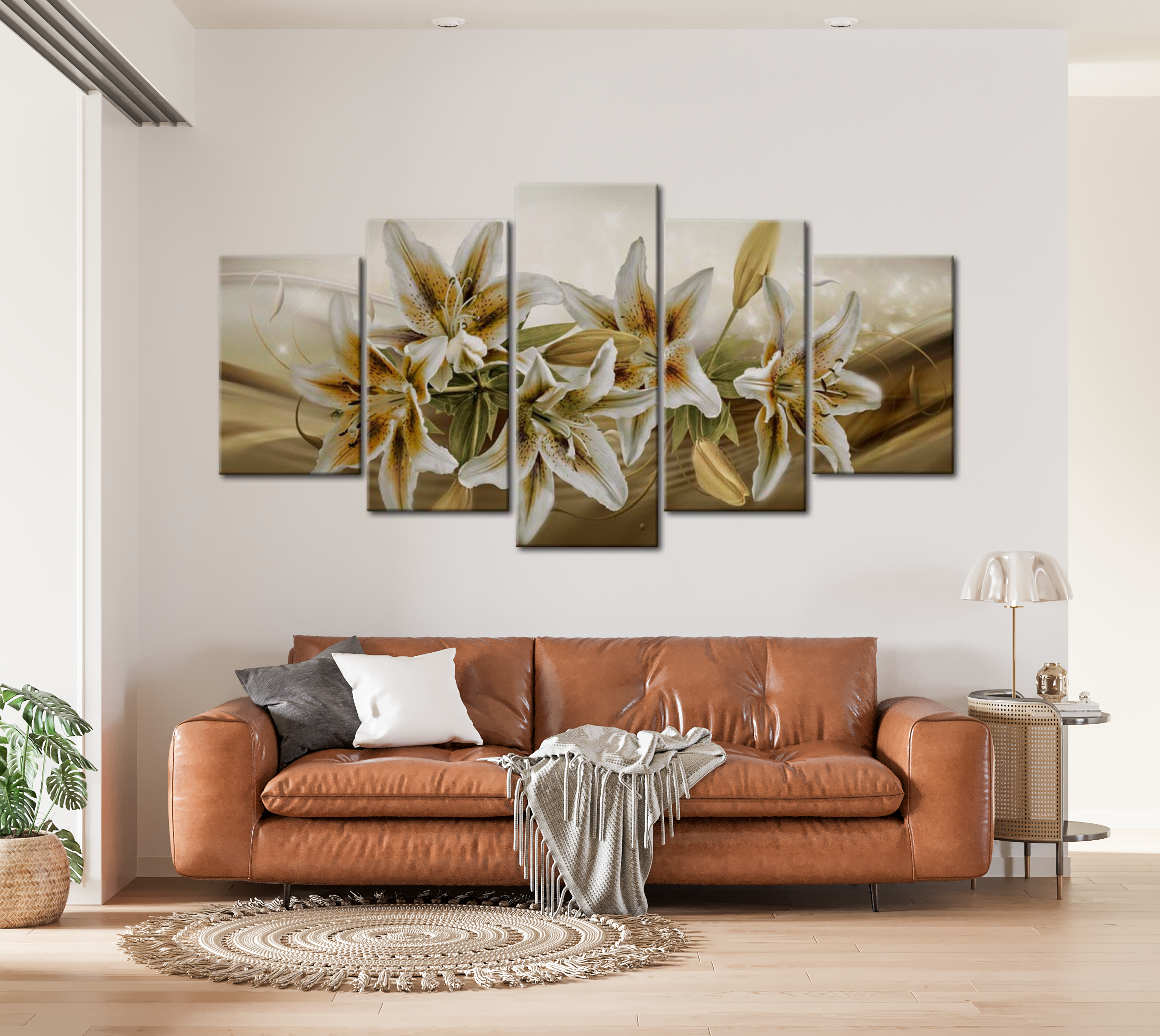 Floral Canvas Wall Art - Desert Lily Bouquet - 5 Pieces