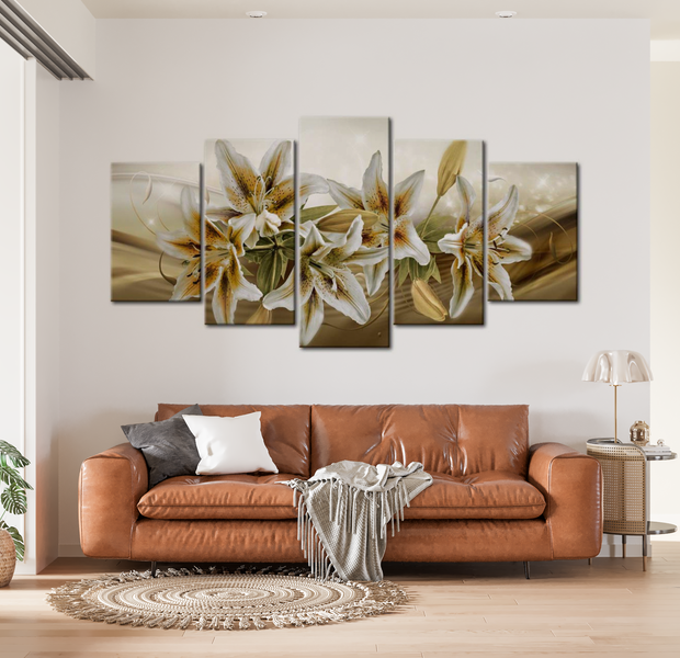 Floral Canvas Wall Art - Desert Lily Bouquet - 5 Pieces