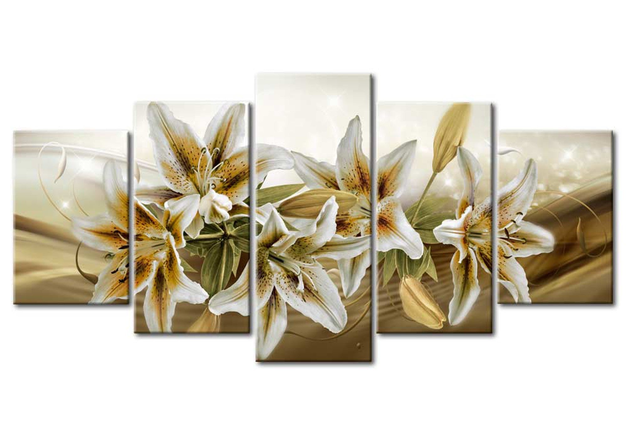 Floral Canvas Wall Art - Desert Lily Bouquet - 5 Pieces