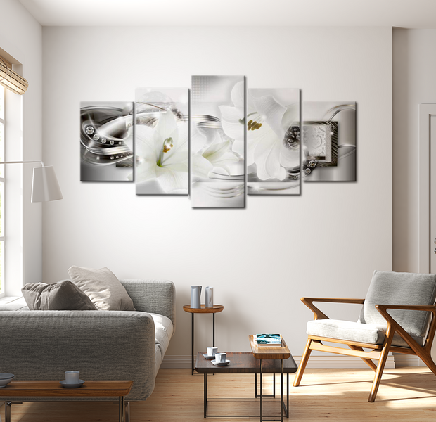 Floral Canvas Wall Art - Diamond Lily Glam - 5 Pieces