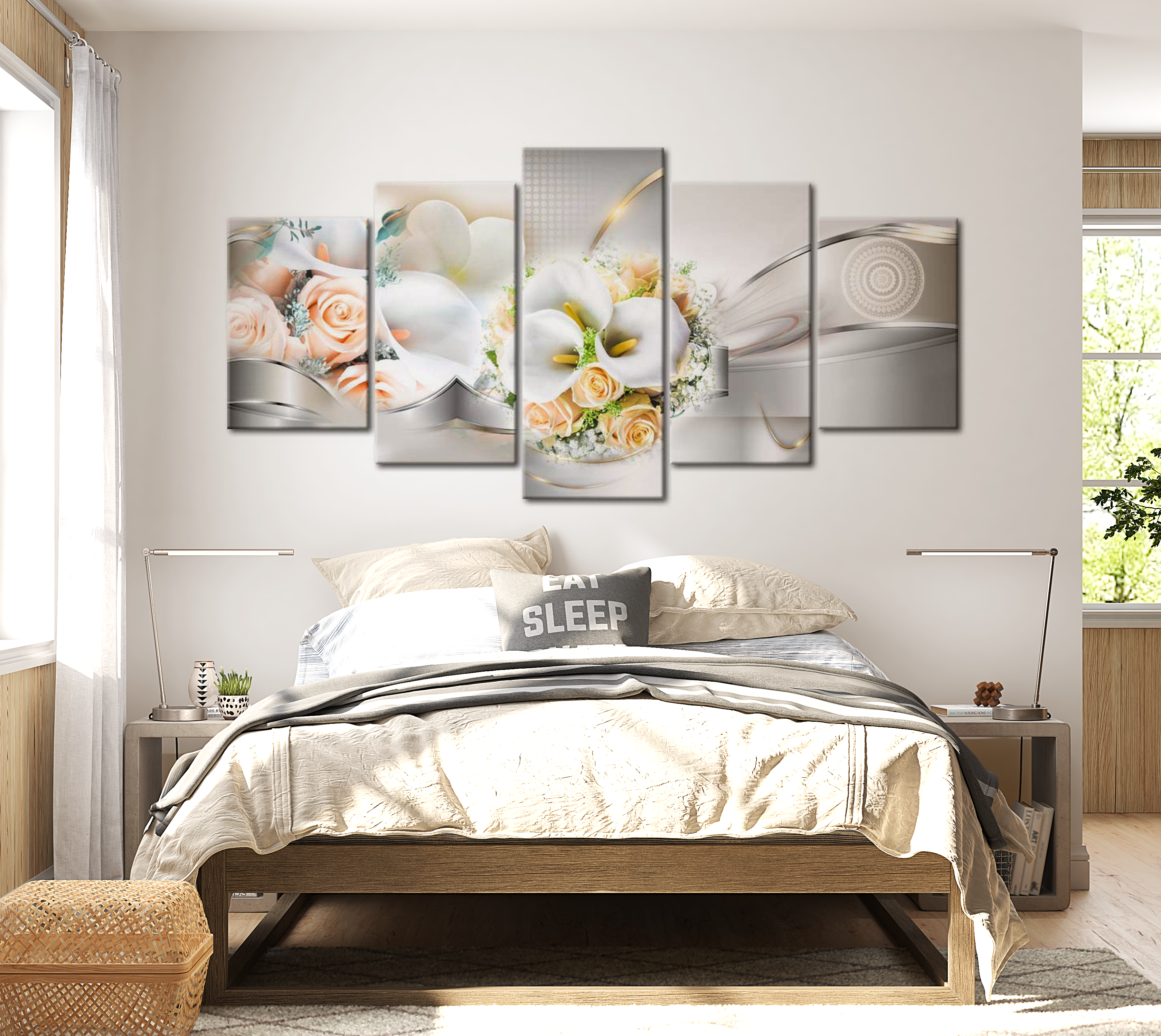 Stretched Canvas Floral Art - Elegant Composition 40"Wx20"H