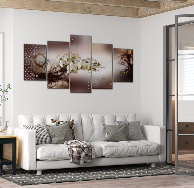 Floral Canvas Wall Art - Elegant Orchid Creation - 5 Pieces