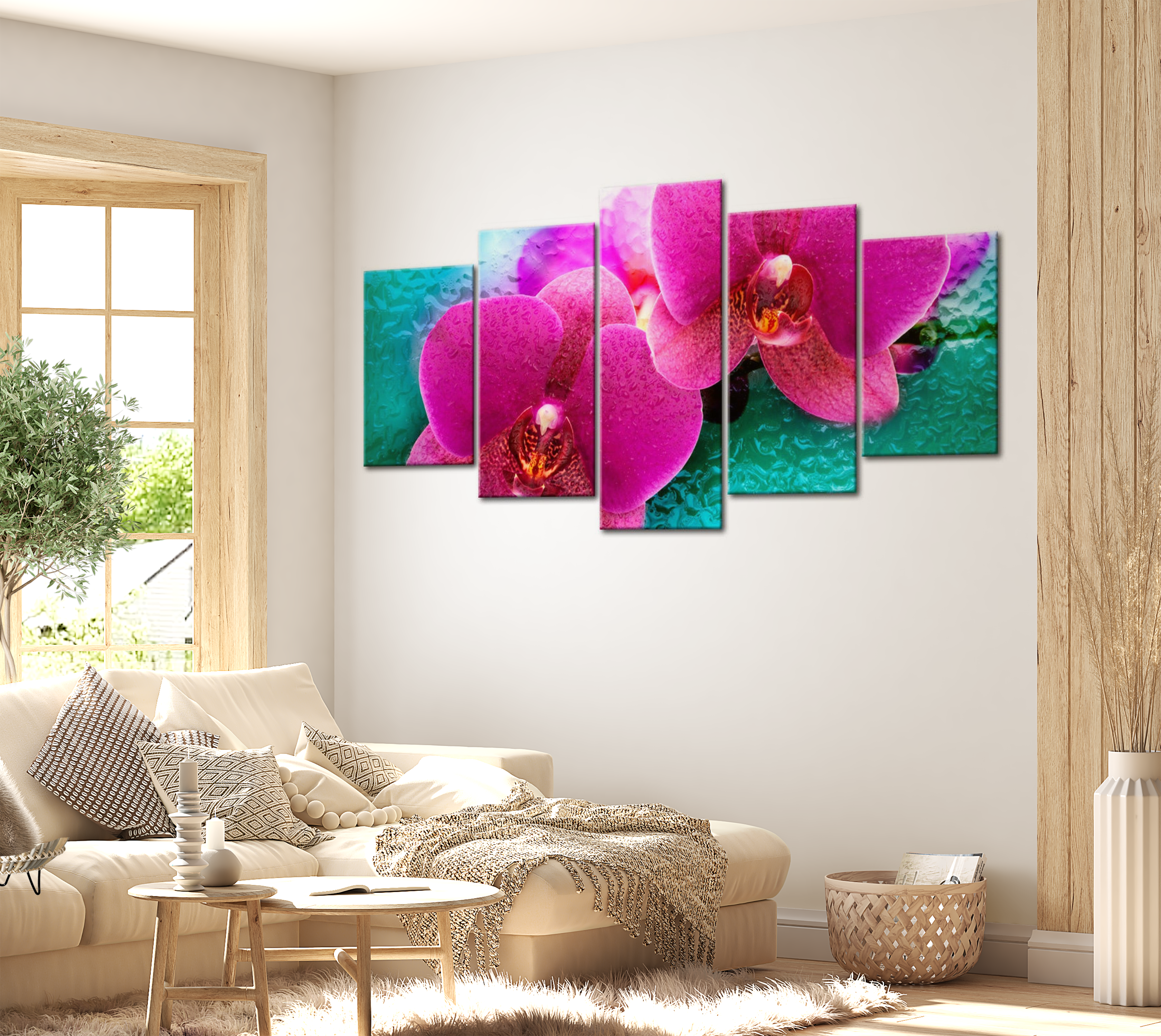 Floral Canvas Wall Art - Exotic Orchids - 5 Pieces