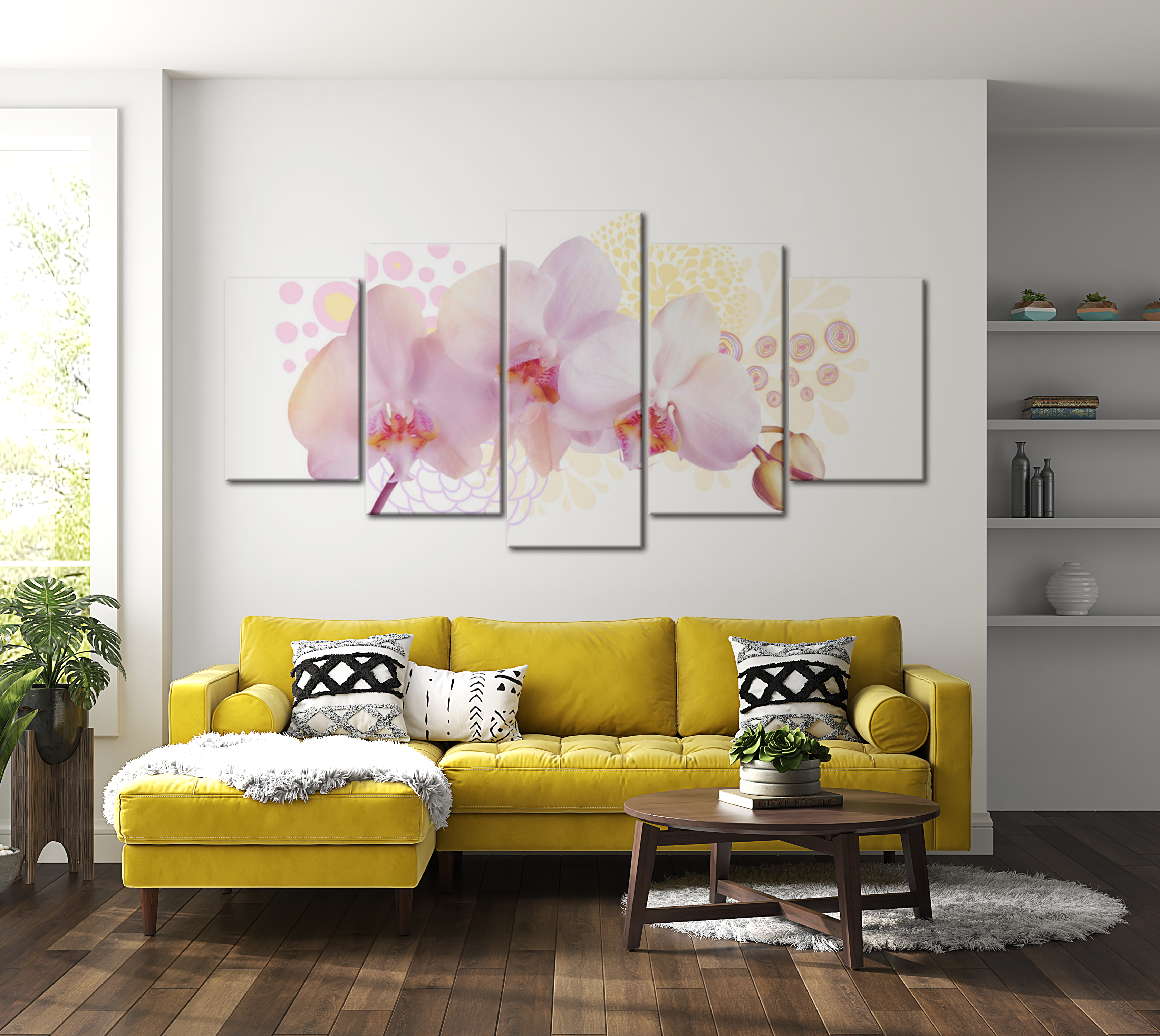 Floral Canvas Wall Art - Finessed Orchid - 5 Pieces