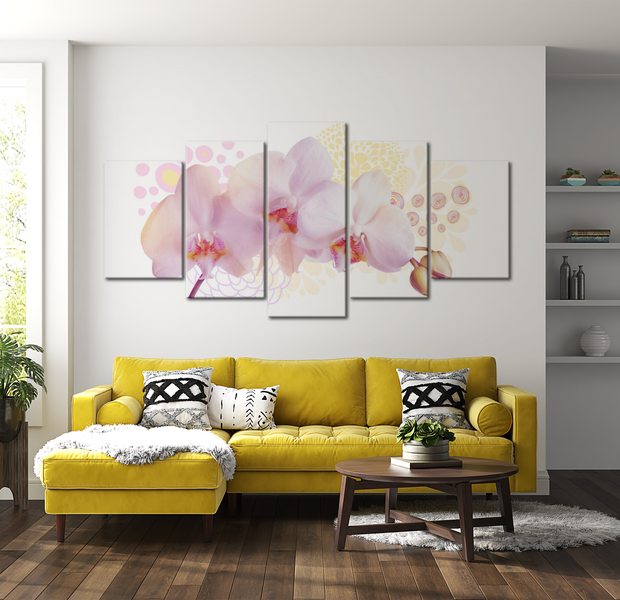 Floral Canvas Wall Art - Finessed Orchid - 5 Pieces