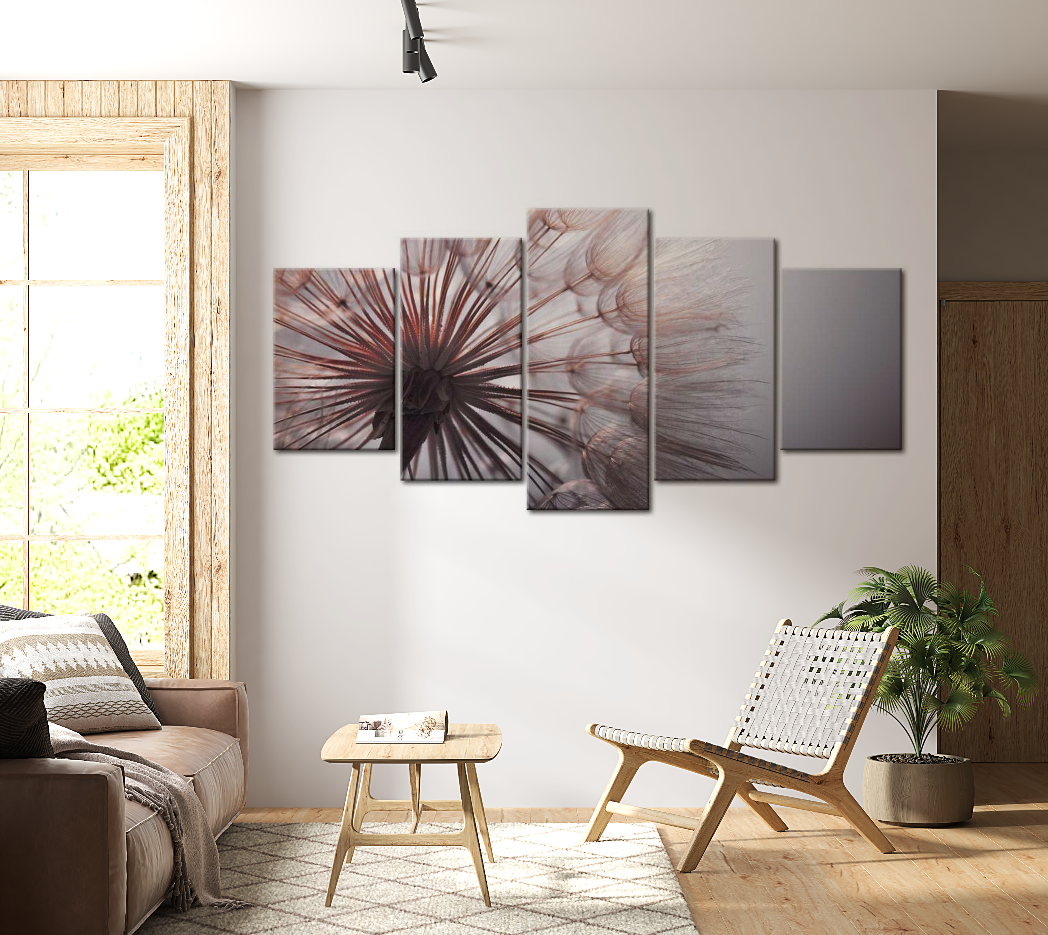 Floral Canvas Wall Art - Fleeting Dandelion - 5 Pieces