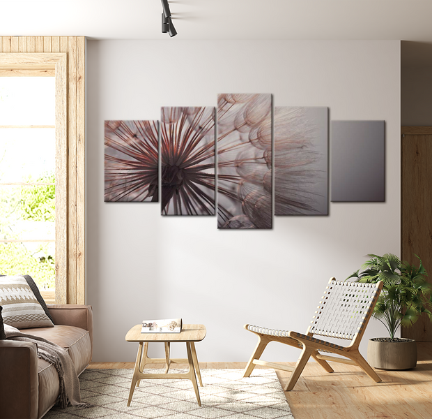 Floral Canvas Wall Art - Fleeting Dandelion - 5 Pieces