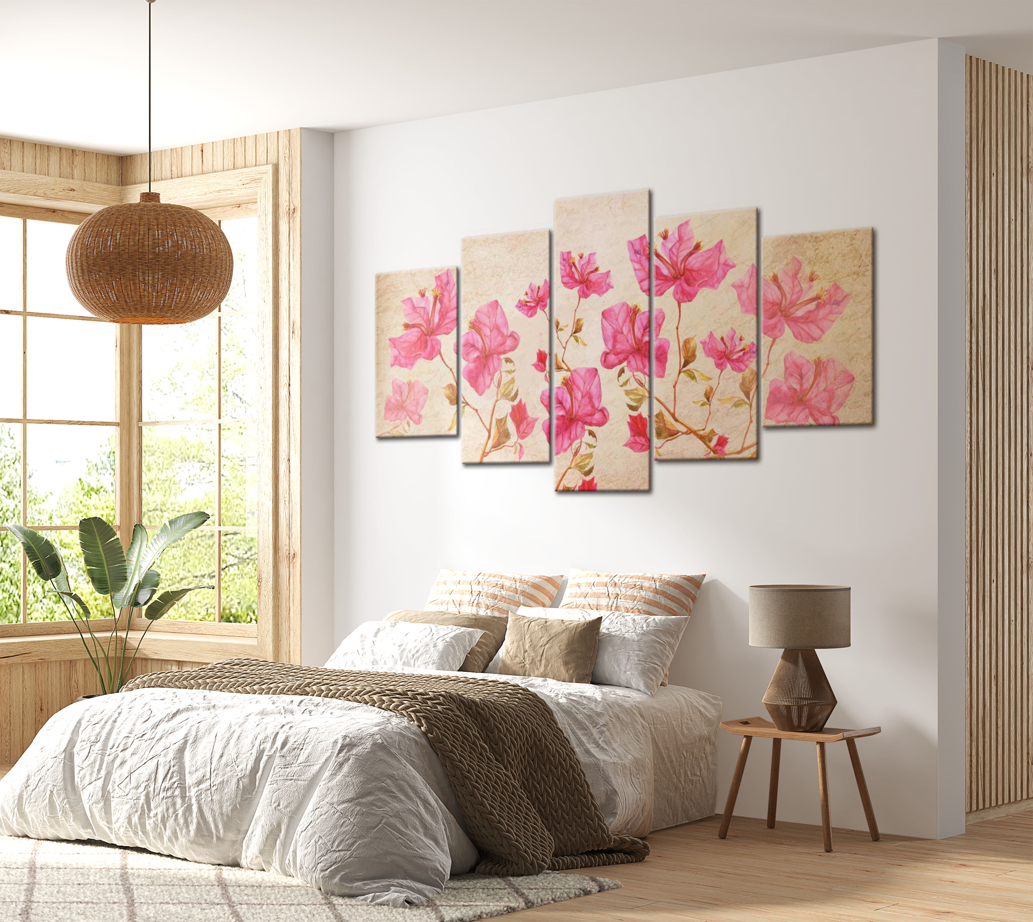 Stretched Canvas Floral Art - Flowers In Pink 40"Wx20"H