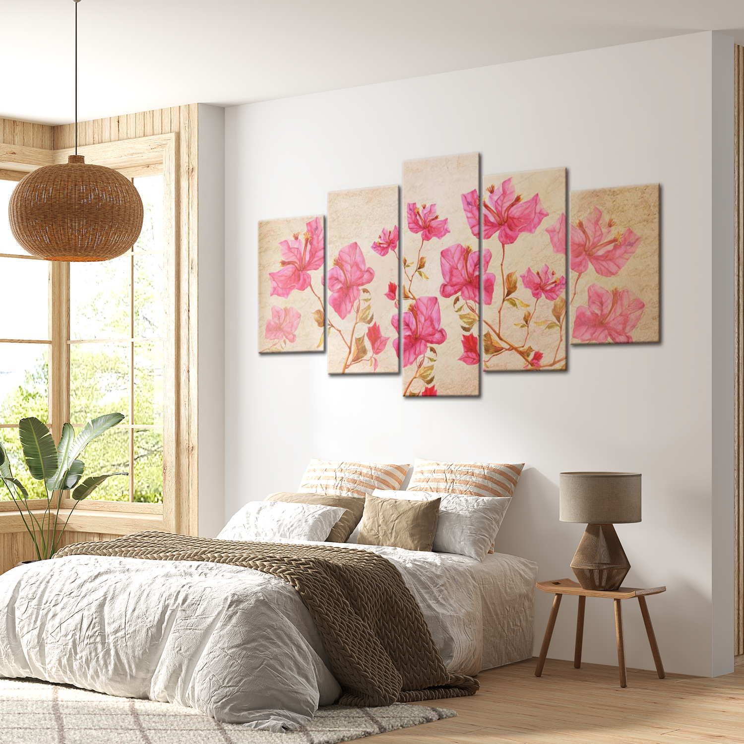 Stretched Canvas Floral Art - Flowers In Pink 40"Wx20"H
