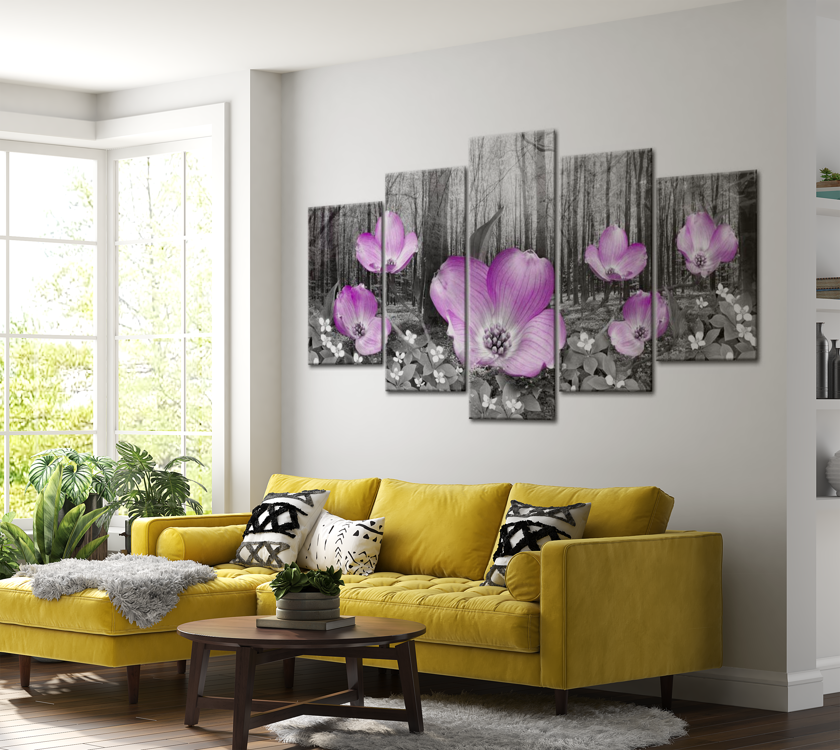 Floral Canvas Wall Art - Forest Flowers - 5 Pieces