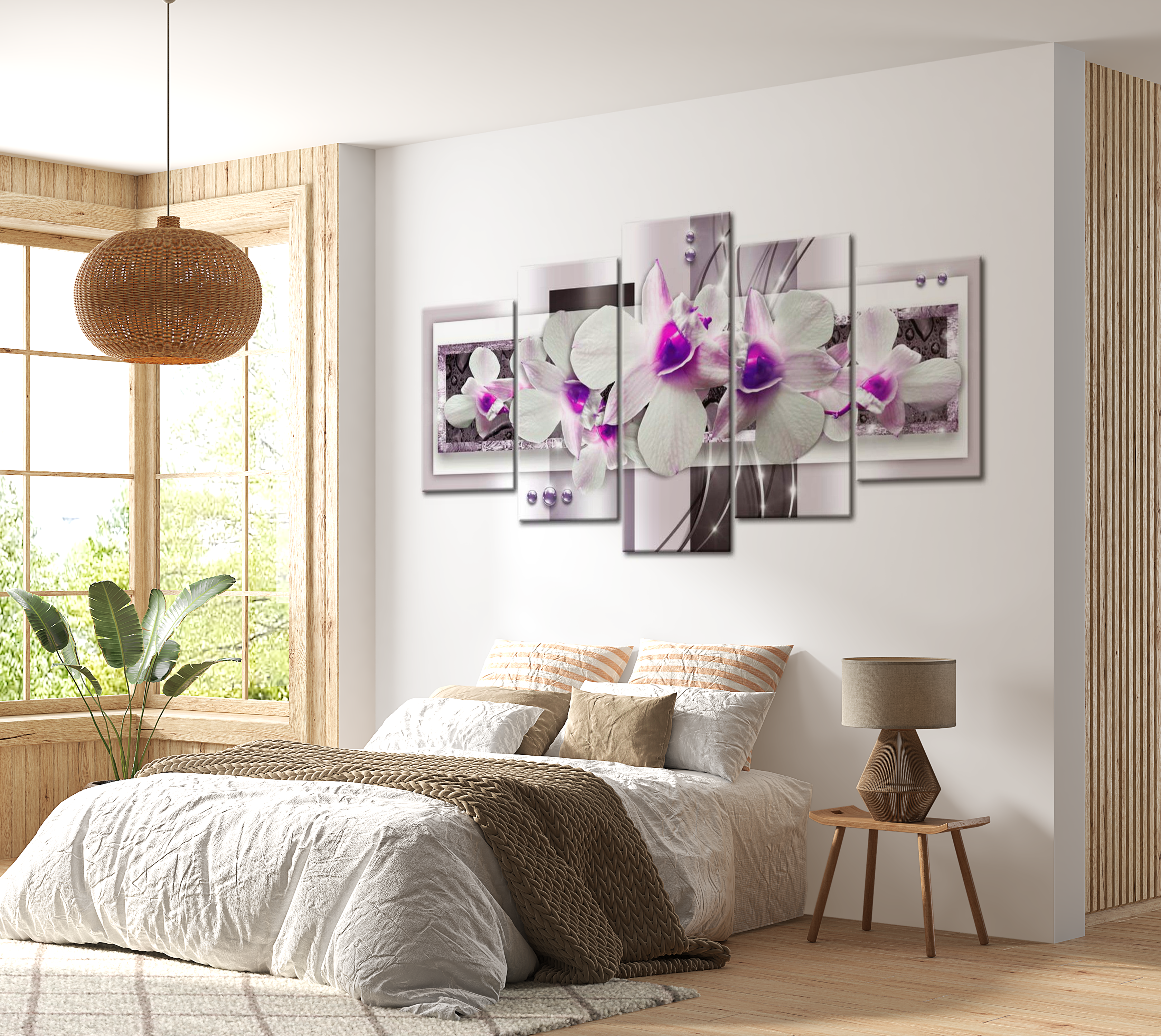 Stretched Canvas Floral Art - With Violet Accent 40"Wx20"H