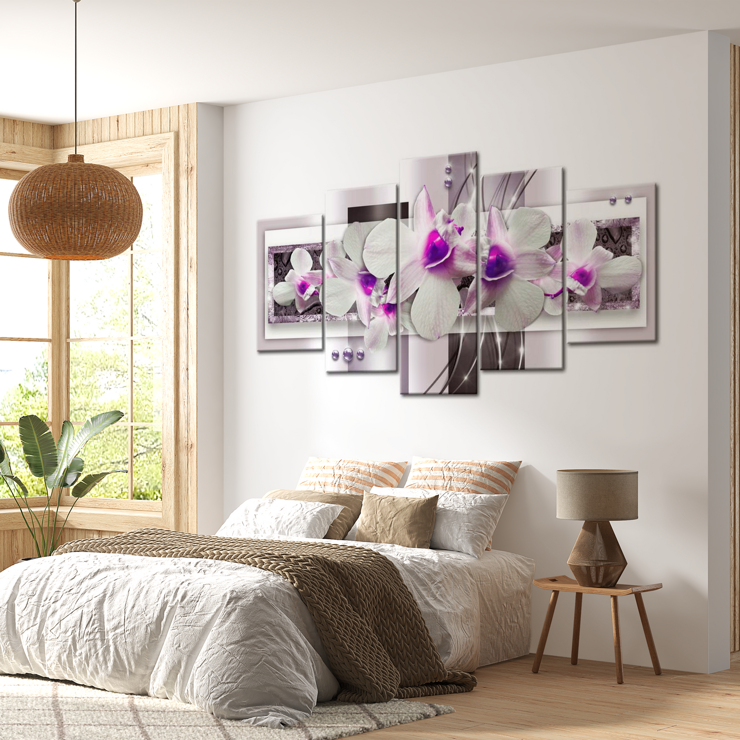 Stretched Canvas Floral Art - With Violet Accent 40"Wx20"H
