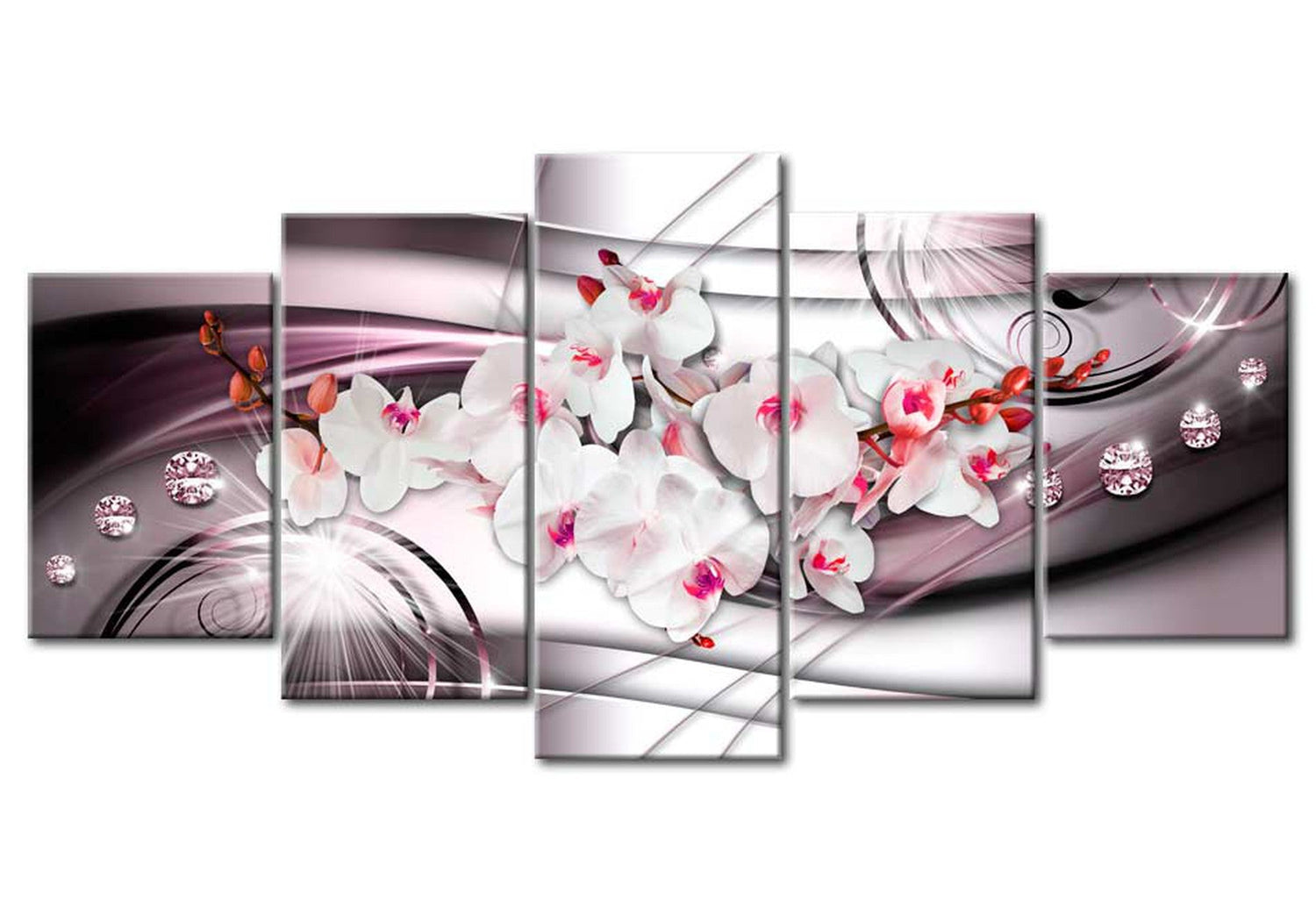 Floral Canvas Wall Art - Glamor Orchid - 5 Pieces