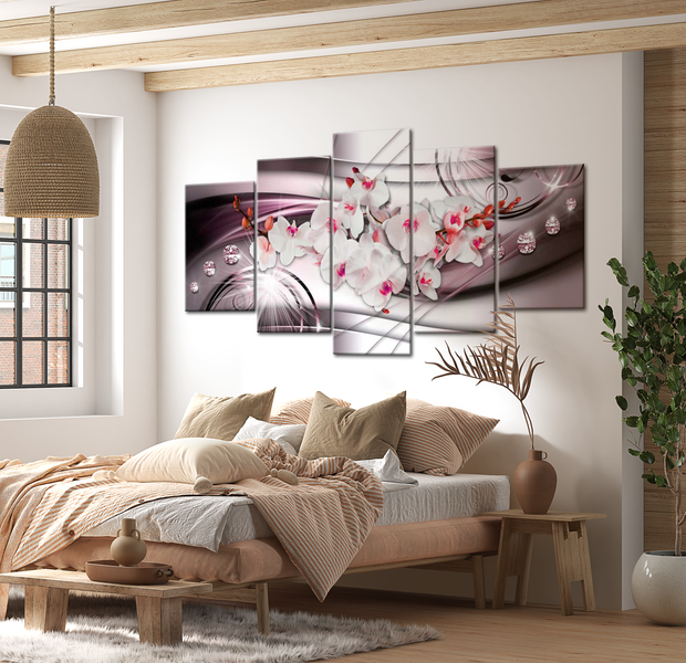 Floral Canvas Wall Art - Glamor Orchid - 5 Pieces
