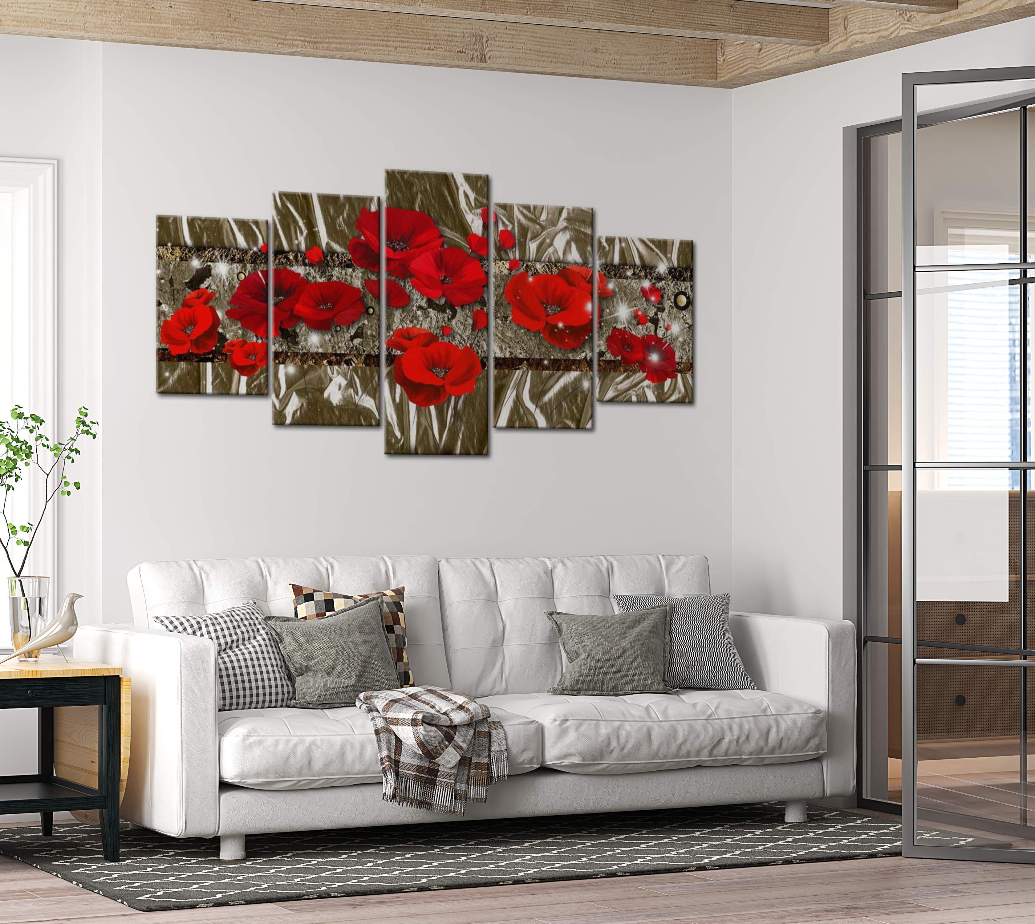 Stretched Canvas Floral Art - Golden Poppies 40"Wx20"H