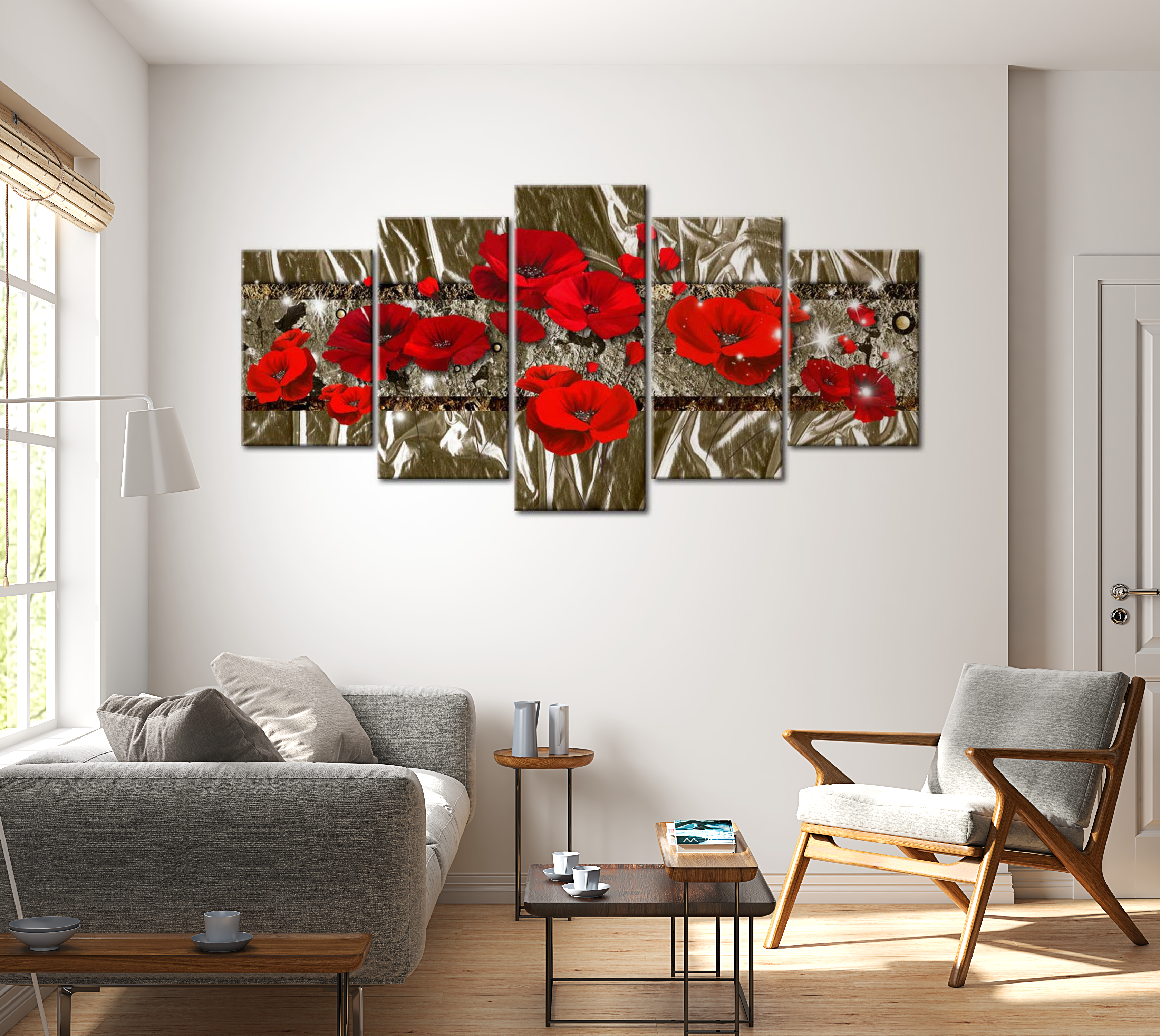 Stretched Canvas Floral Art - Golden Poppies 40"Wx20"H