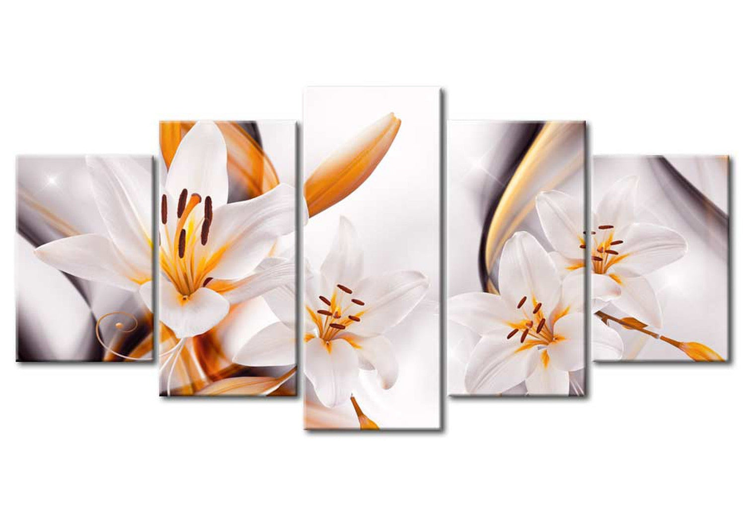 Floral Canvas Wall Art - Happy Lilies - 5 Pieces