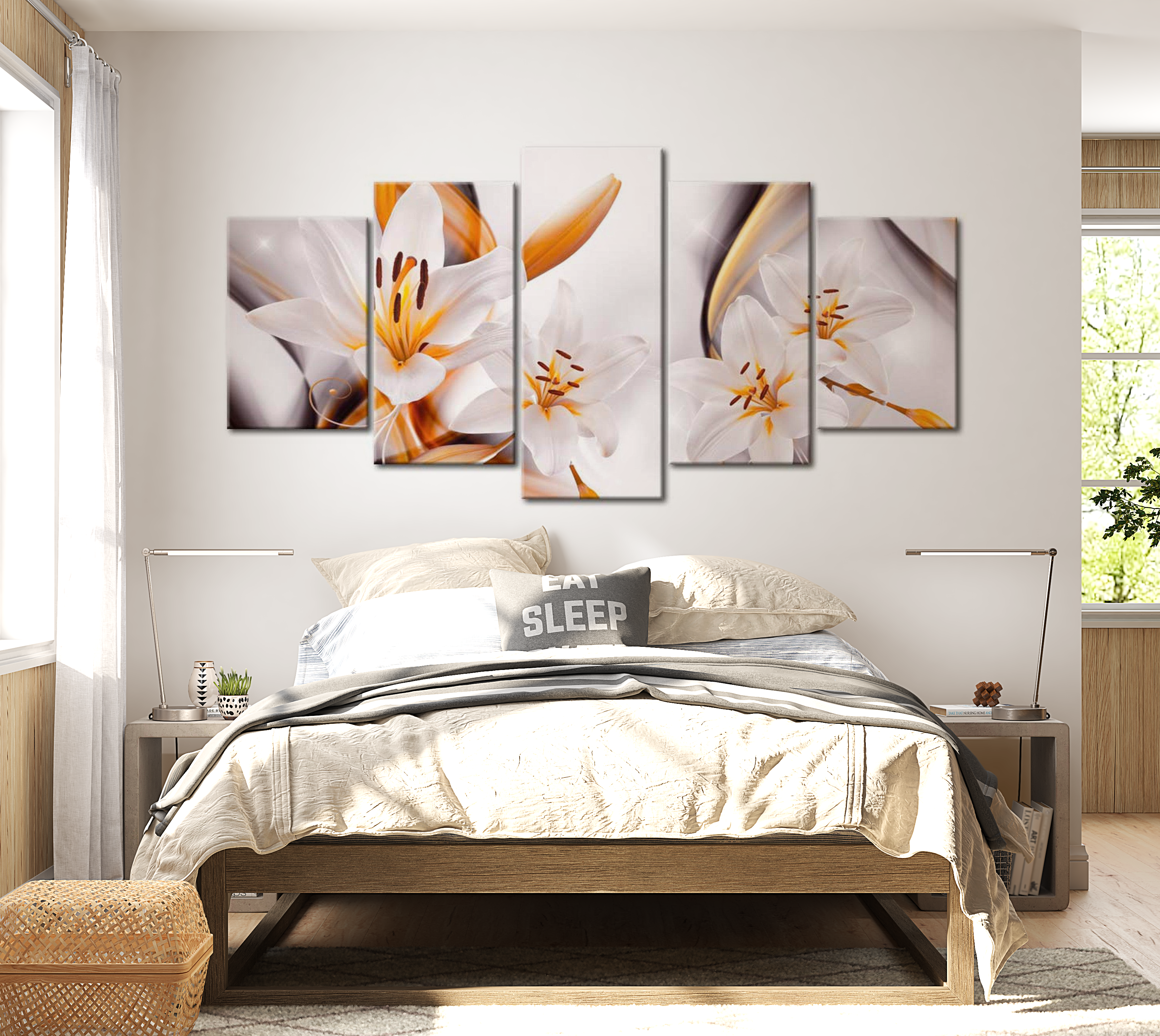 Floral Canvas Wall Art - Happy Lilies - 5 Pieces