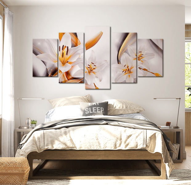 Floral Canvas Wall Art - Happy Lilies - 5 Pieces