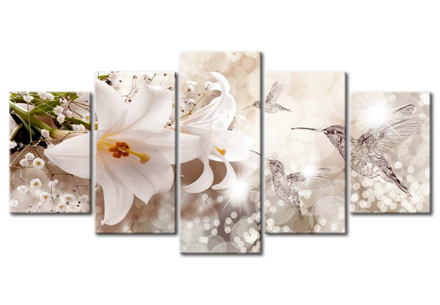Floral Canvas Wall Art - Heavenly Garden - 5 Pieces