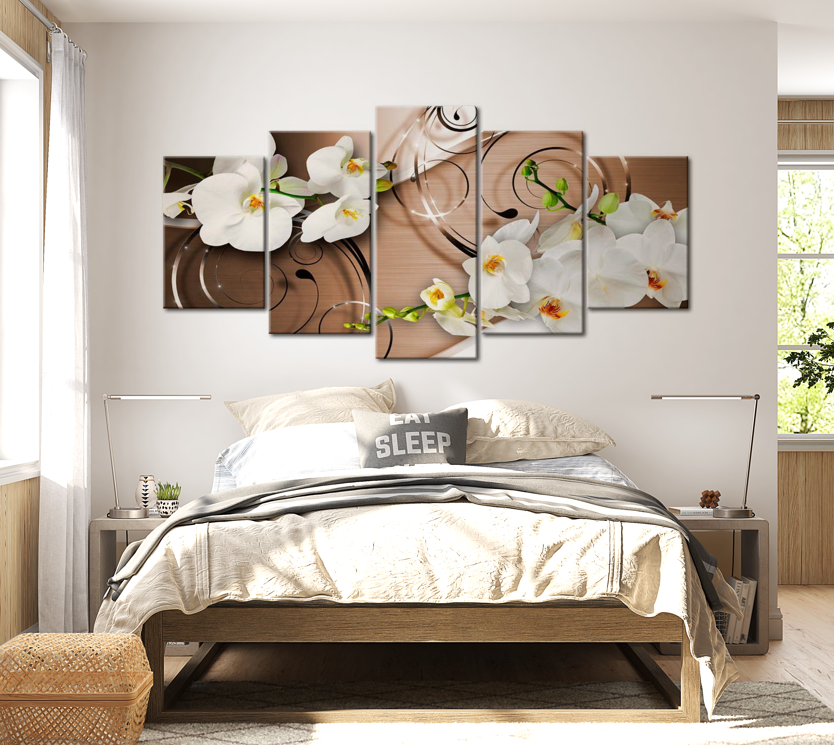 Stretched Canvas Floral Art - Ivory Orchids 40"Wx20"H