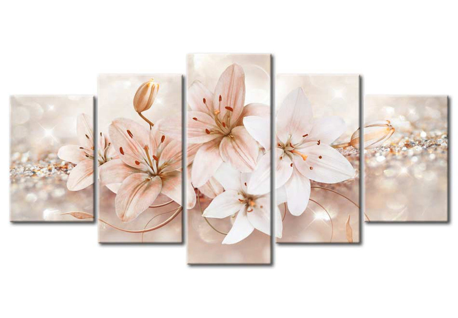 Floral Canvas Wall Art - Jewel Of Innocence - 5 Pieces