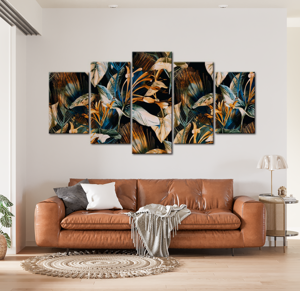 Floral Canvas Wall Art - Jungle Garden - 5 Pieces