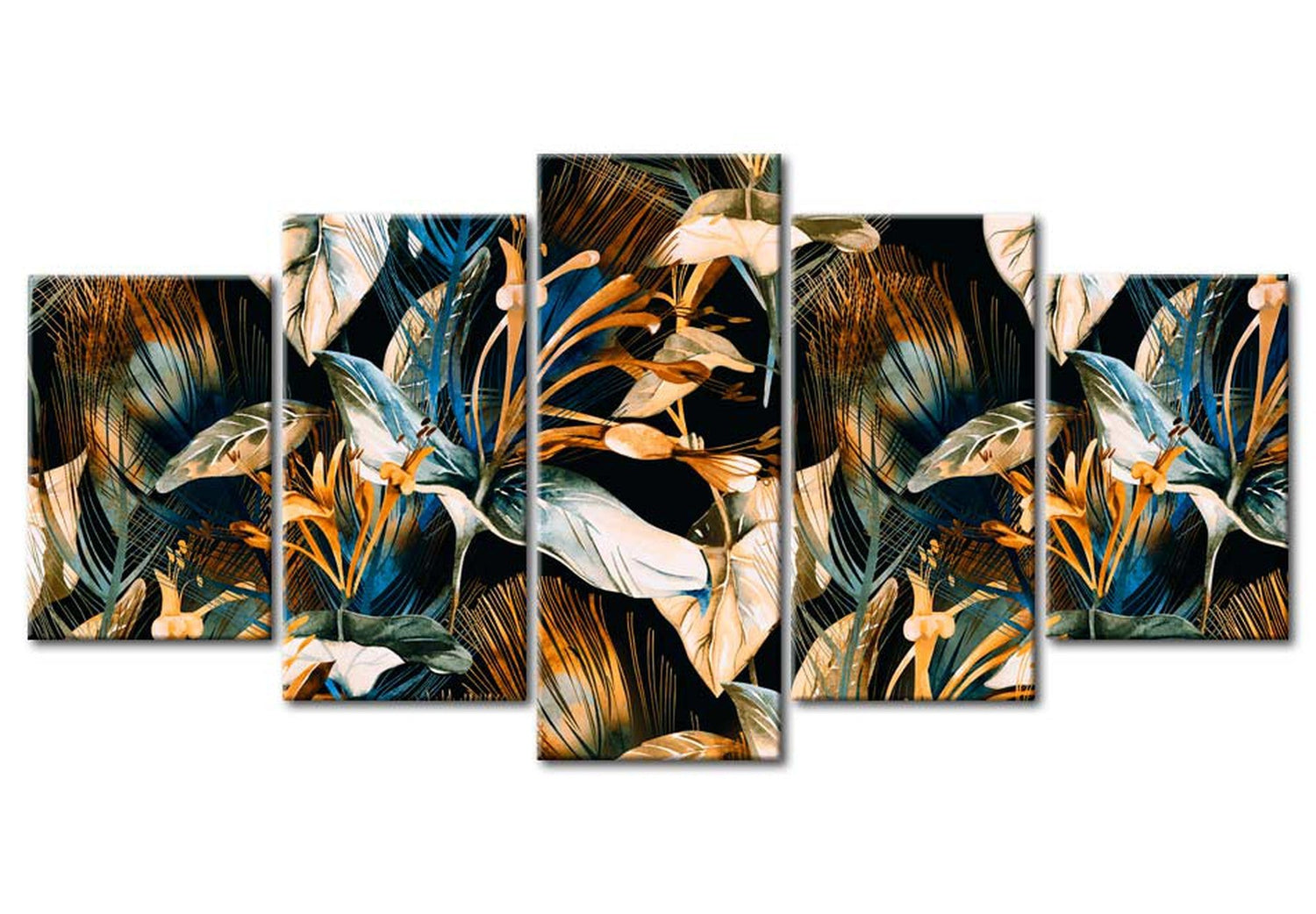 Floral Canvas Wall Art - Jungle Garden - 5 Pieces