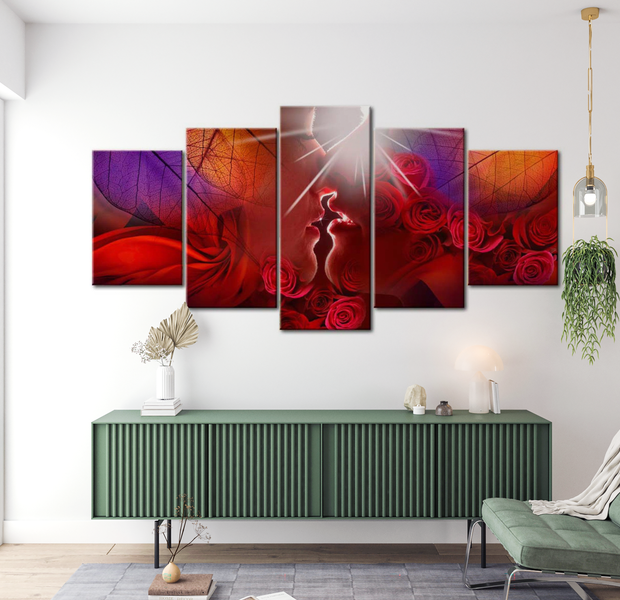Floral Canvas Wall Art - Kiss From Rose - 5 Pieces