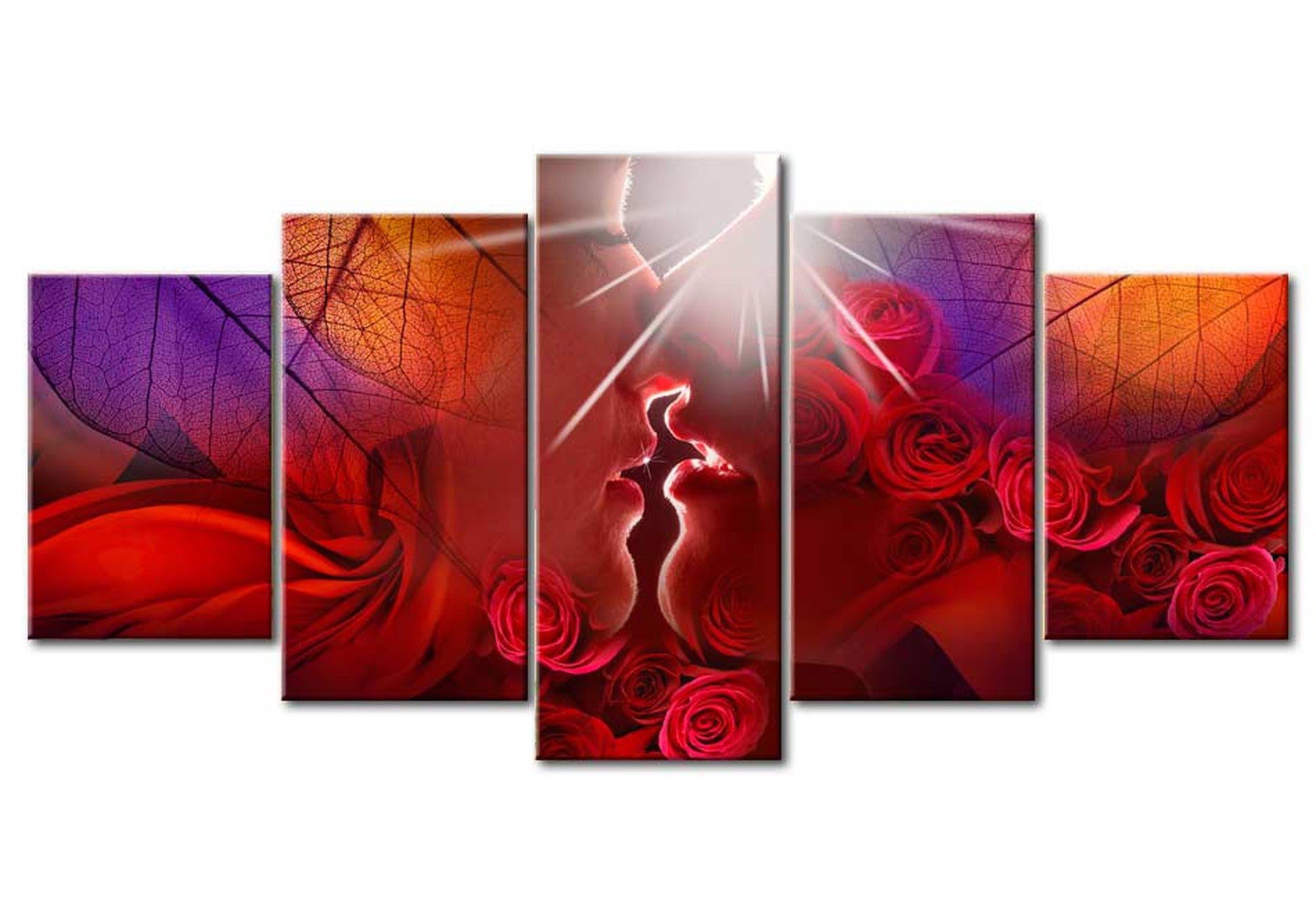 Floral Canvas Wall Art - Kiss From Rose - 5 Pieces