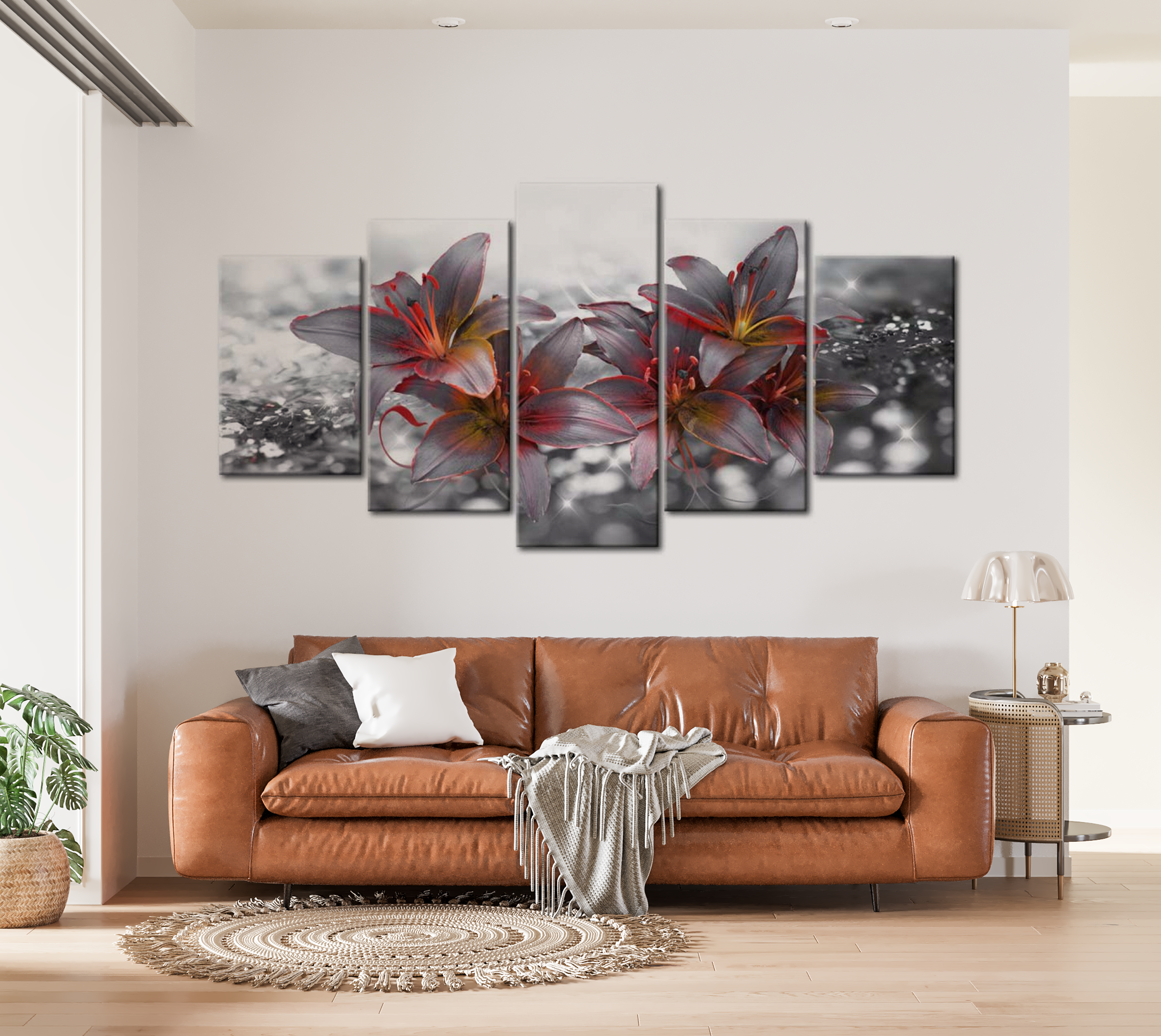 Floral Canvas Wall Art - Kiss Of Fire - 5 Pieces