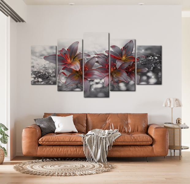 Floral Canvas Wall Art - Kiss Of Fire - 5 Pieces