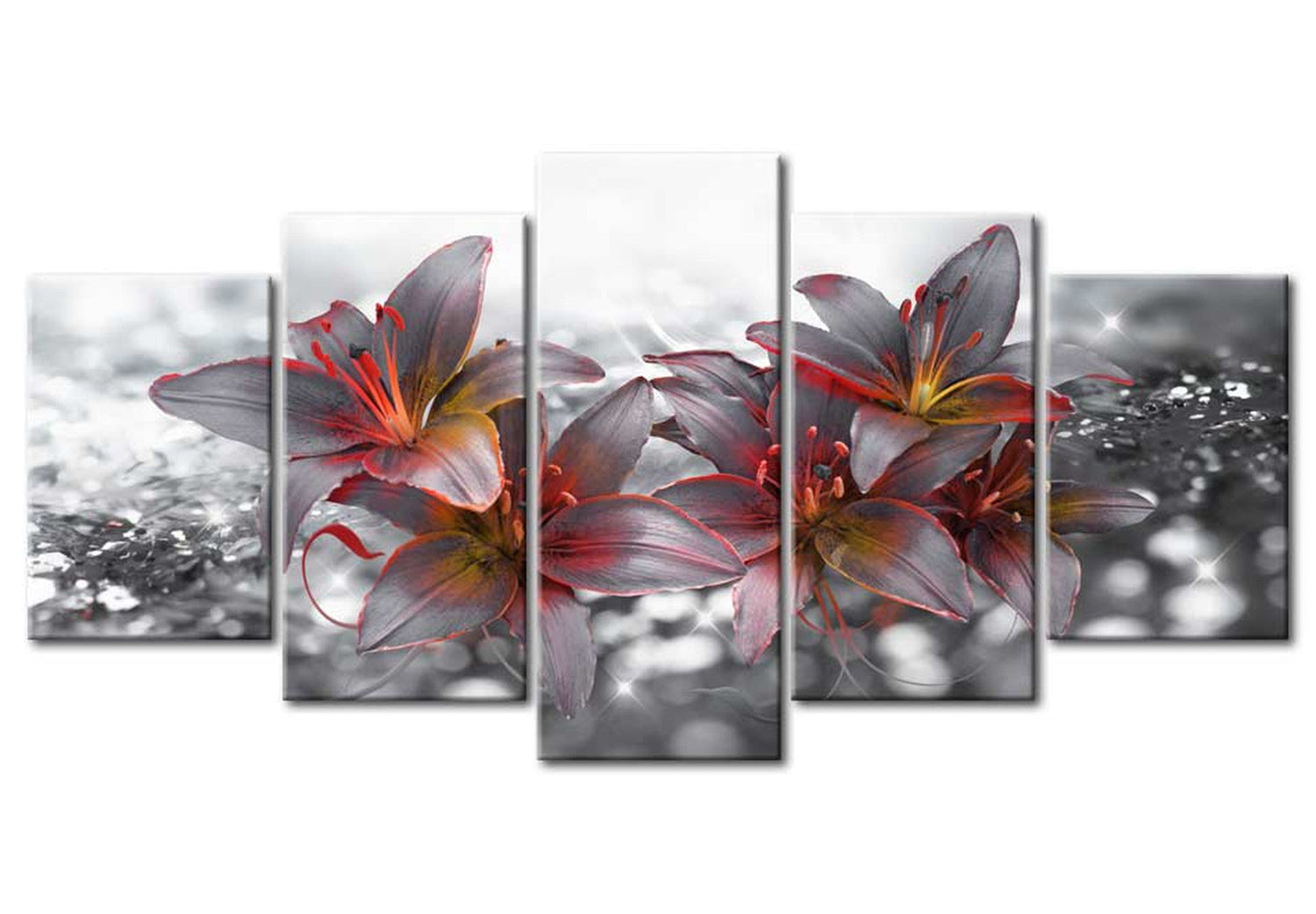 Floral Canvas Wall Art - Kiss Of Fire - 5 Pieces