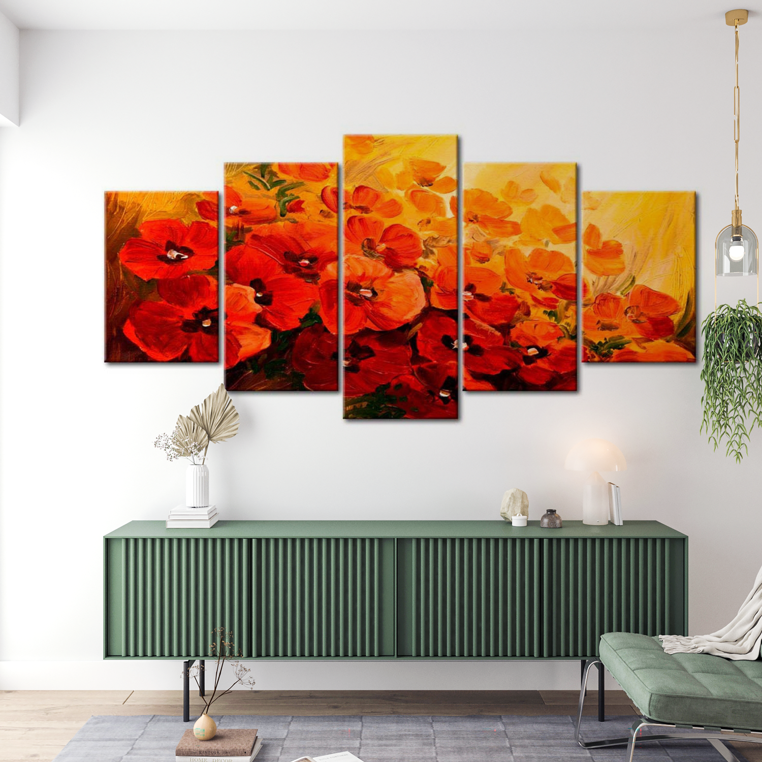 Stretched Canvas Floral Art - Land Of Poppies 40"Wx20"H